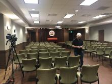 Pre-event set-up for filming