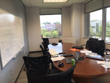 IJRD's conference room covered in ideas as the team develops a grant proposal.