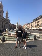 Associate Director, Stephen Tripodi, and Dean Clark of the FSU CSW sightseeing after the conference. They are standing in front of the Fountain of Neptune in Rome, Italy.
