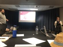 Stephen Tripodi and Stephanie Kennedy presenting IJRD's mission at the CSW Fall Faculty Planning meeting.