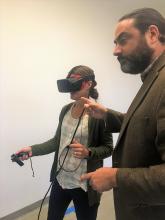 Stephen Tripodi and Tanya Renn trying out Virtual Reality technology.