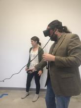 Stephen Tripodi and Tanya Renn trying out Virtual Reality technology.
